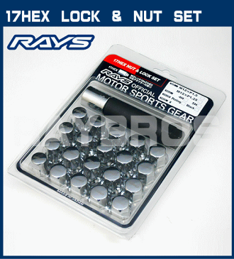 【送料無料】RAYS（レイズ）/RAYS　GEAR☆正規品☆17HEXロック＆ナットセット/5H車用カラー：クロームメッキ