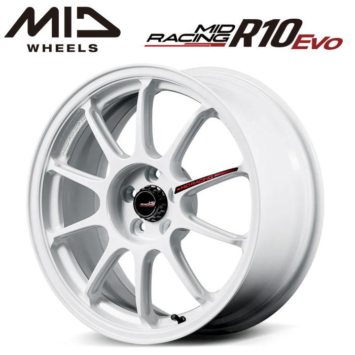 Rakuten - 【送料無料・代引き可】【ホイール単品1本】MID RACING R10 Evo 17インチ 7.5J インセット48 5HOLE P.C.D. 114.3 ホワイト（WHI）