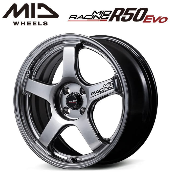 乐天商城 - 【送料無料・代引き可】【ホイール単品1本】MID RACING R50 Evo 17インチ 7J インセット45 4HOLE P.C.D. 100 ハイパーシルバー（HSI）