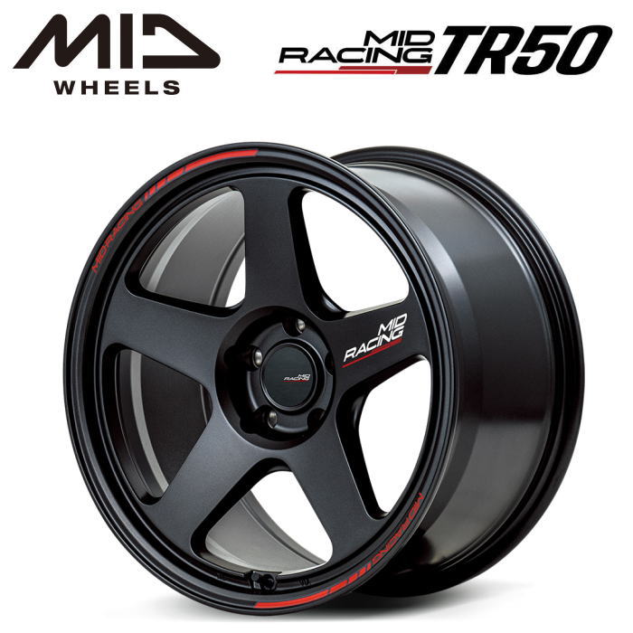 Rakuten - 【FDJ2公認ホイール】【送料無料・代引き可】【ホイール4本】マルカサービス MID MIDRACING TR50 18インチ 8.5J インセット45 5穴 P.C.D.120 ターマックブラック シビックタイプR FK2 FK8 FL5