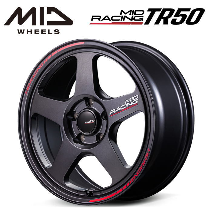 Rakuten - 【FDJ2公認ホイール】【送料無料・代引き可】【ホイール1本単品】マルカサービス MID MIDRACING TR50 18インチ 7.5J インセット50 5穴 P.C.D.100 ターマックブラック