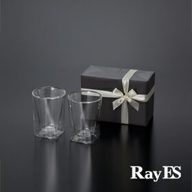 [ギフト] RayES/レイエス ダブルウォールグラス RDS-002 300ml[2個入り・ラッピング・カード] 耐熱二重ガラス/誕生日 結婚祝い 引き出物【RCP】【あす楽】【プレゼント】【楽天BOX受取対象商品（その他）】