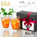 [スプーン付ギフト] RayES/レイエス ダブルウォールグラス RDS-002 300ml with　SS-01 2本 [2個入り・ラッピング] 【あす楽】【スプーン】【マドラー】【ギフト】【プレゼント】【結婚祝い】【誕生日】【引き出物】