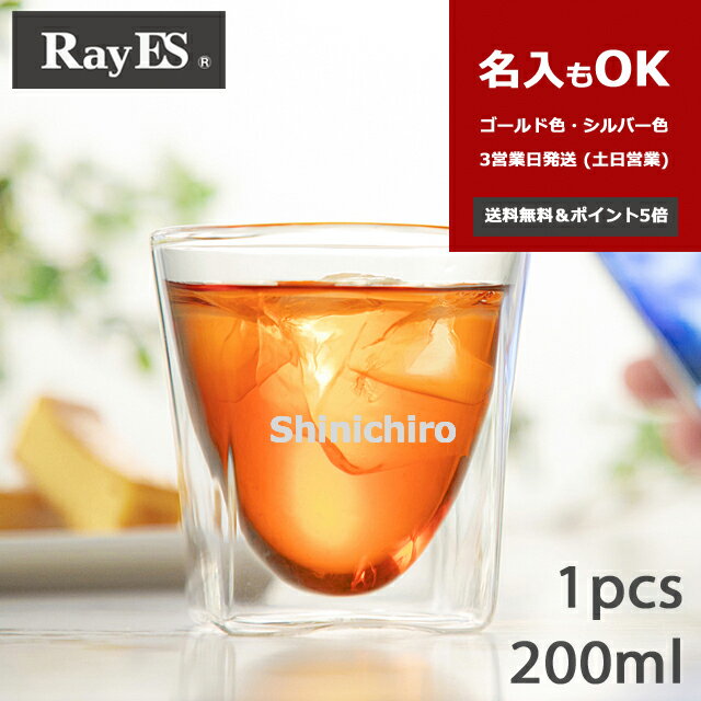 名入れ グラス おしゃれ スクエアダブルウォールグラス RayES／レイエス RDS-004 200ml [1個入・単品] 焼酎 ウィスキー 耐熱 二層 保冷 保温 タンブラー マグ かわいい 退職 誕生日 結婚祝 ギフト プレゼント 送料無料 ポイント5倍　母の日　父の日