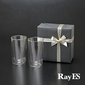 [ギフト] RayES/レイエス ダブルウォールグラス RDS-002L 400ml[2個入り・ラッピング・カード] 耐熱二重ガラス 誕生日 結婚祝い 引き出物【RCP】【あす楽】【プレゼント】【楽天BOX受取対象商品（その他）】