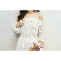 Raylily(レイリリー)レースドットオフショルロングワンピースレースオフショルダードットワンピースマキシワンピオフショルワンピース