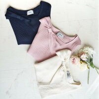 Raylily(レイリリー)リボンアシメネックリブニットレディースパールリブニット