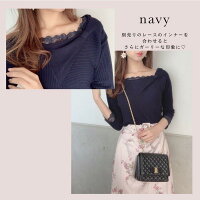Raylily(レイリリー)リボンアシメネックリブニットレディースパールリブニット