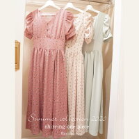 Raylily(レイリリー)小花柄ウエストシャーリングパフスリーブワンピ