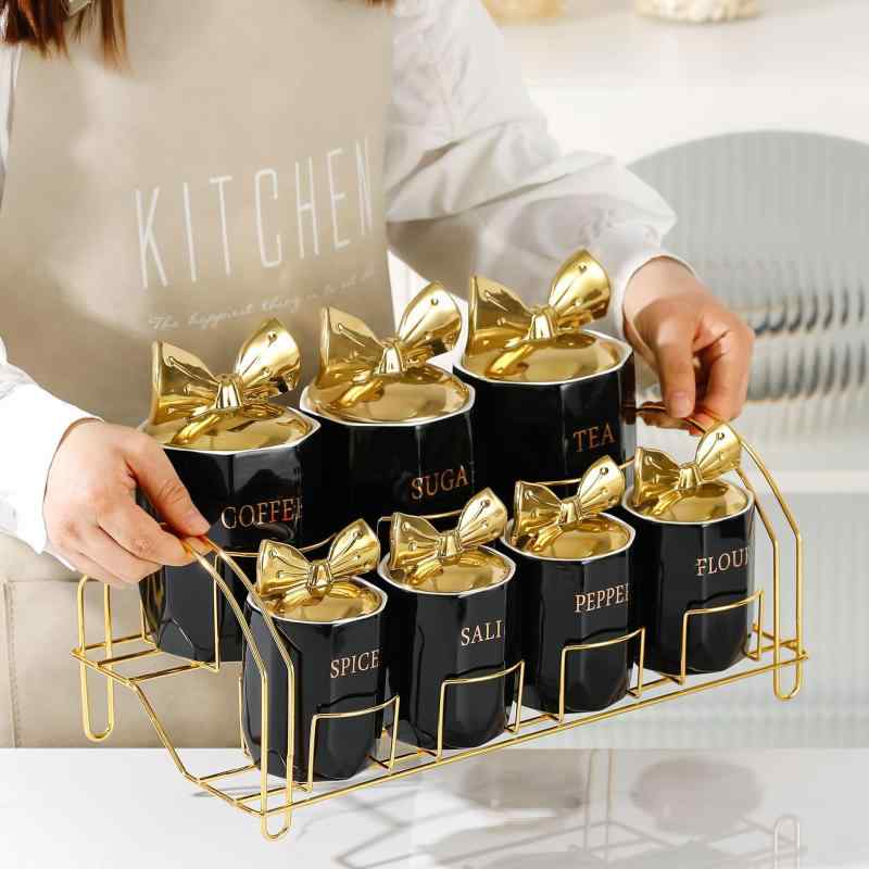 Salt, Pepper - 調味料入れ 北欧風 陶器製 スパイスボトル セット 蓋付き 味の素 塩 砂糖入れ おしゃれ キッチン収納 高級感 ブラック モスグリーン ピ