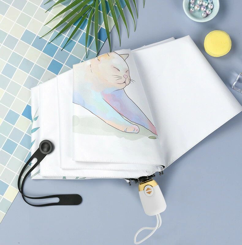 日傘 折りたたみ傘 ワンタッチ 猫 自動開閉 3段 uvカット 可愛い傘 遮光遮熱 レディース用 晴雨兼用 オシャレ 丈夫 撥水耐風 ワンタッ