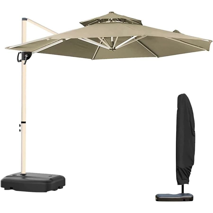 パラソル ガーデンパラソル 270/300cm パラソルカバー 風に強い 大型 ハンドル開閉 ビーチパラソル 360°回転 撥水加工 ガーデニング 庭