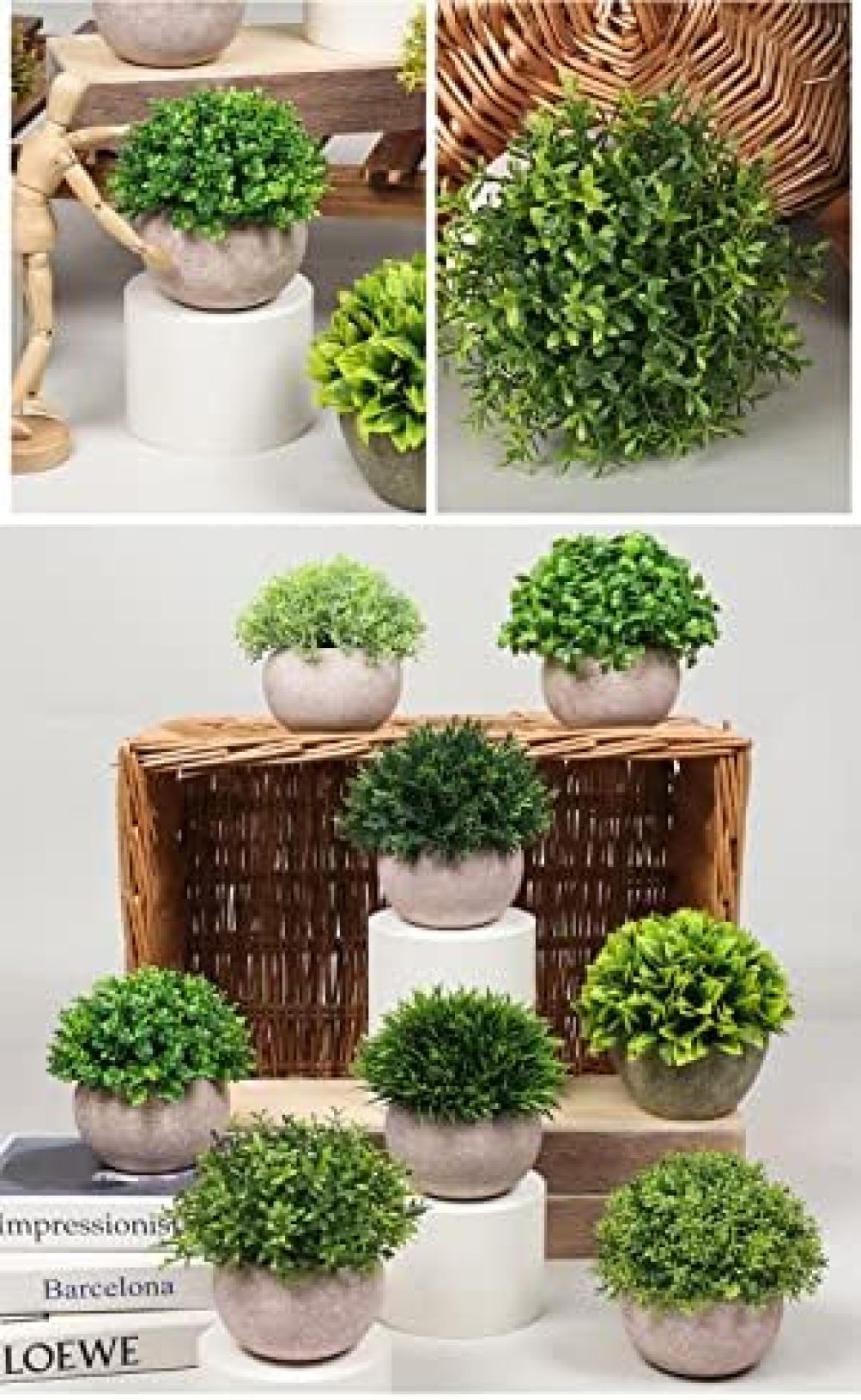 rayoheistoreの人工観葉植物組み合わせシミュレーション鉢植えホームデスクトップ装飾緑の植物ミニシミュレーション植物盆栽、ウール小さなサンゴ｜アングル3