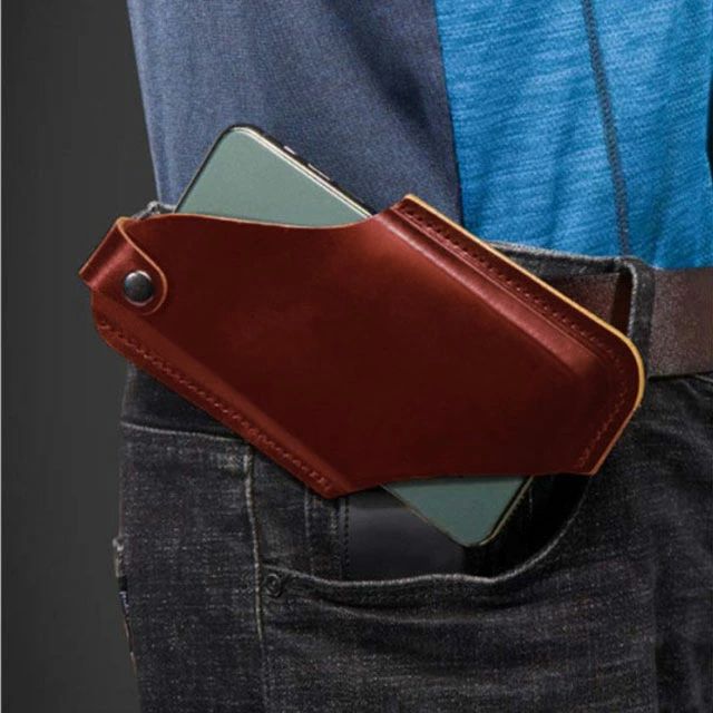 スマホホルスター 男性用 電話ポーチウォレット スマホ ベルトケース レザー ベル...