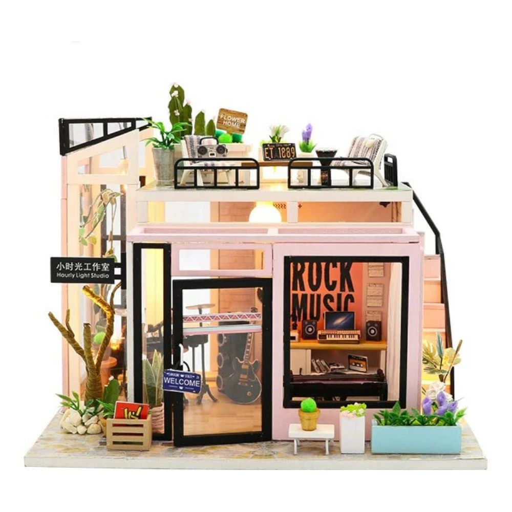 ドールハウス 手作りキット セット ミニチュア 3Dパズル ミニチュア DIY おもちゃ ガーデン 知育玩具 LED付き
