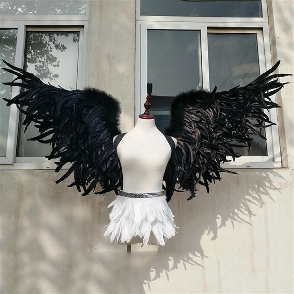 天使の羽 コスプレ 道具 羽 翼 wing ウイング ブラック 80cm 堕天使 妖精 悪魔 手作り ファッションショー パーティーグッズ 撮影 コス