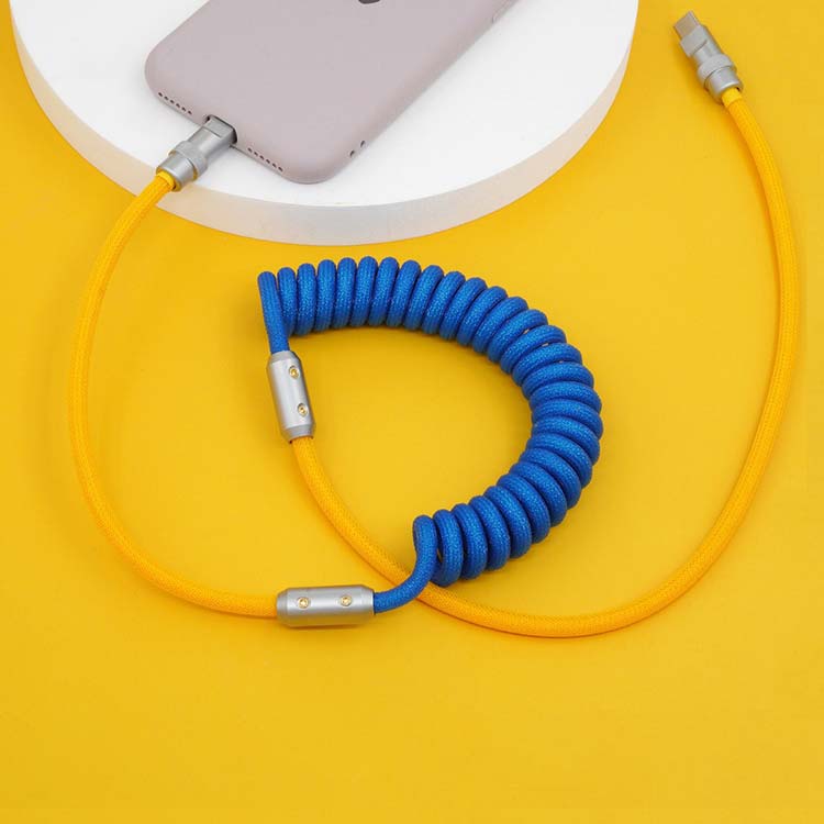 【送料無料】バイカラー USBコイルケーブル iPhone充電コード USB充電ケーブル Lightning Type-C USB-Type-C USB-Lig...