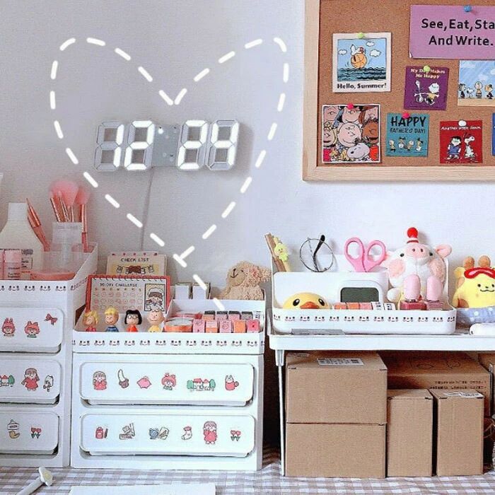 全品デジタル時計 おしゃれ 置き時計 デジタルクロック 置時計 掛け時計 3D 立体 卓上 時計 目覚まし時計 デジタル クロック アラーム [2]