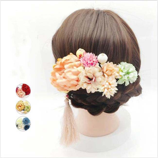 乐天商城 - ヘアアクセサリー クリップ 花 浴衣 卒業式 髪飾り 入学式 成人式 髪留め かんざし 七五三 赤 白 コサージュ