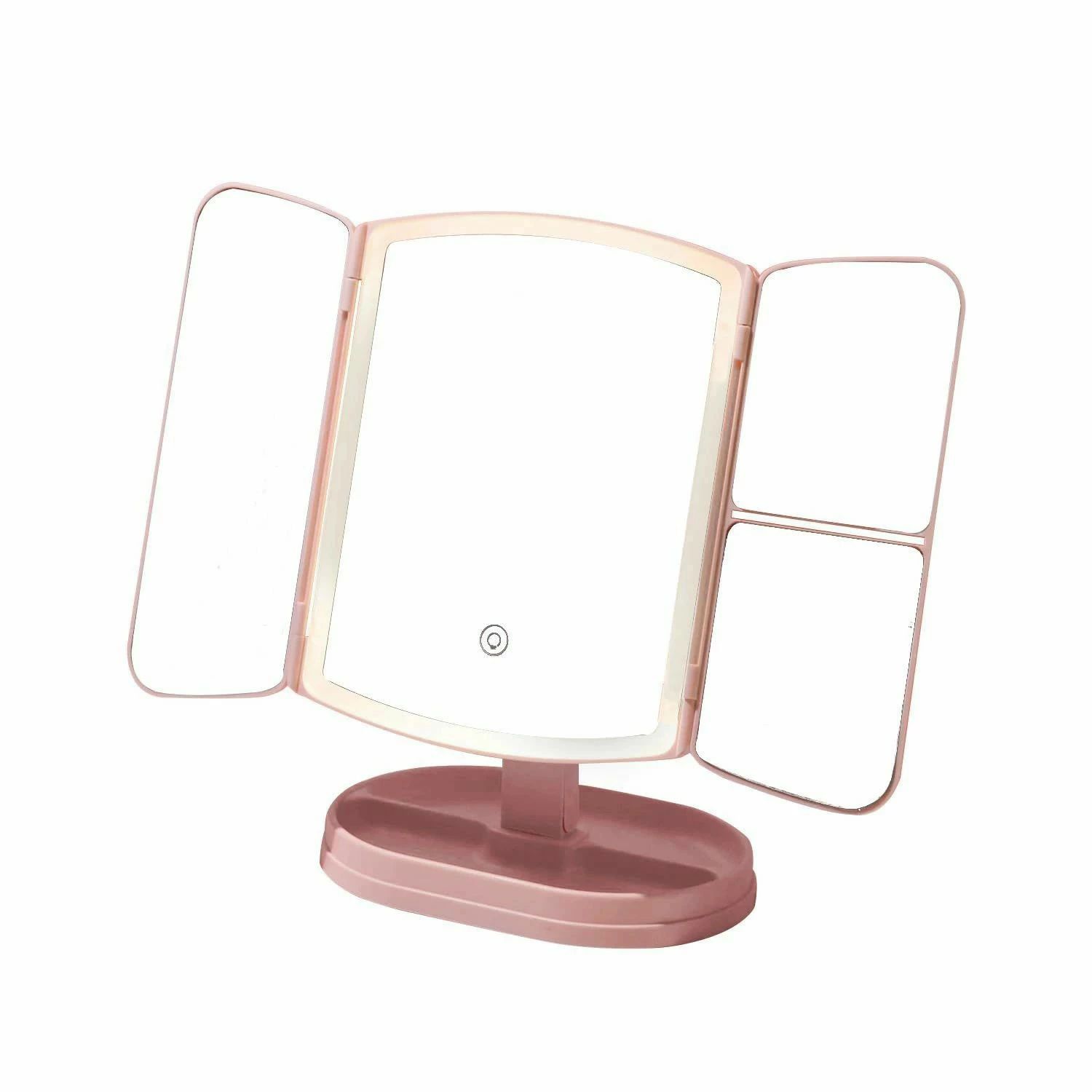 化粧鏡 女優ミラー ライト付きミラー 卓上鏡 LED 拡大鏡 折り畳み 明るさ調節可能 充電 タッチ式 引き..