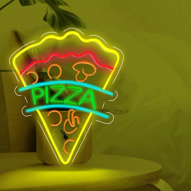 ネオンサイン ピザ LEDネオンライト 壁掛け ネオン看板、pizza店飾り USB給電 おしゃれ ネオンサイン インテリア 部屋装飾 雰囲気作り