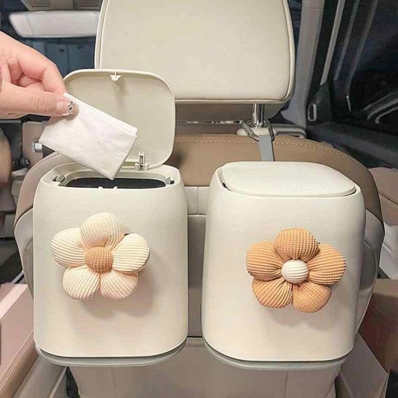 樂天商城 - カー用品 車 ゴミ箱 おしゃれ かわいい シート 収納 エアコン バッグ ボックス 花 シンプル 上品 車 レディース 女性 車用品 吊り下げ式