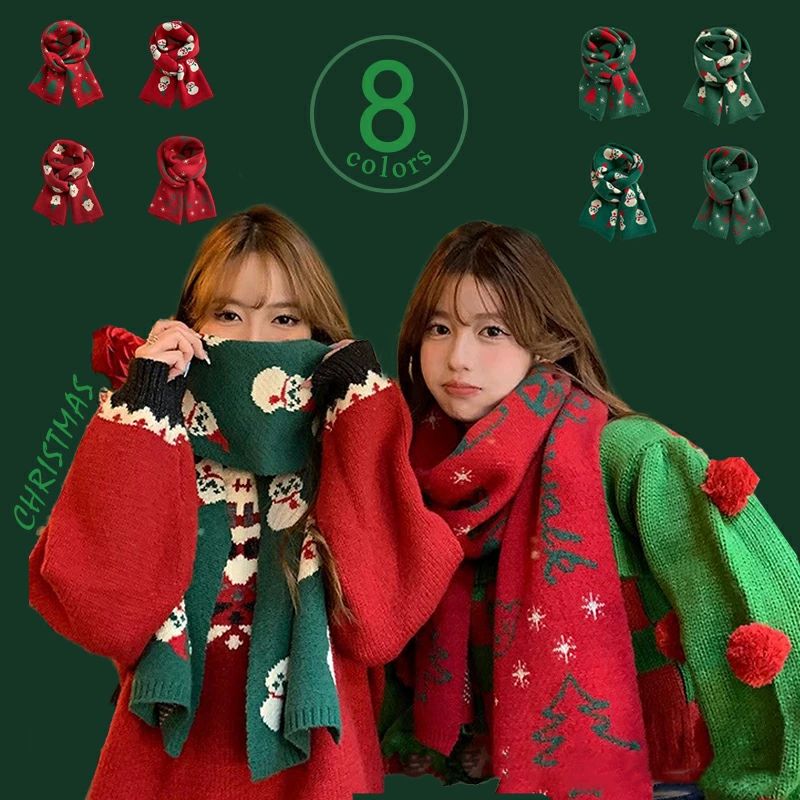 乐天商城 - クリスマスマフラー レディース クリスマスプレゼント マフラー 170x30cm クリスマス サンタクロース カップル ネックウォーマー チェ