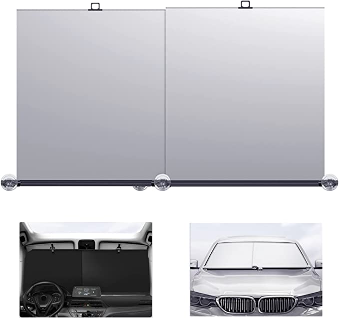 商品情報 商品説明 【カーサンバイザー素材】航空アルミ合金＋ナノメートル断熱クロス。サンシェードの外側に采用された高反射アルミ箔は直接日光を反射して、内層の黒い不織布は断熱して、急速に車内の温度を下げて、内装の老化を防止します。 【取付簡単】まずクロスバーを適切な幅に調整し、吸盤でフロントガラスの底に固定してから、サンシェードを引き上げます。目に見えないストレージ、フックを外すと、サンバイザーが視界を遮ることなく自動的にシェルに収納され、安全な運転が保証されます 【多車種対応】サンシェードの長さは0～120cm、横幅は72～140cmまで調整できるので、様々な車種に対応できます。軽自動車、普通車、SUV 【UVカット 遮光 車内温度下げ 】強力な日よけと断熱性、車の中で昼寝をするとき、それは太陽を遮り、プライバシーを確保することができます。 紫外線カットの効果が良い、99%の有害な紫外線を効果的に遮断し、駐車時の大切なお車を太陽光線から守られます