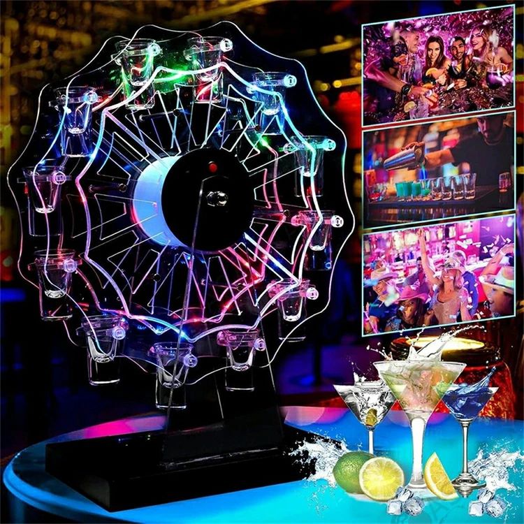 テキーラ観覧車 LED酒ボトルの表示棚 12カップ バーホテルLED酒棚の表示棚 LED酒グラス 収納ラック KTV..