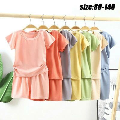 キッズ パジャマ 半袖 夏 子供パジャマ 女の子 男の子 上下セット ベビー 薄手 モダール tシャツ+半ズボン ルームウェア 部屋着 無地 男