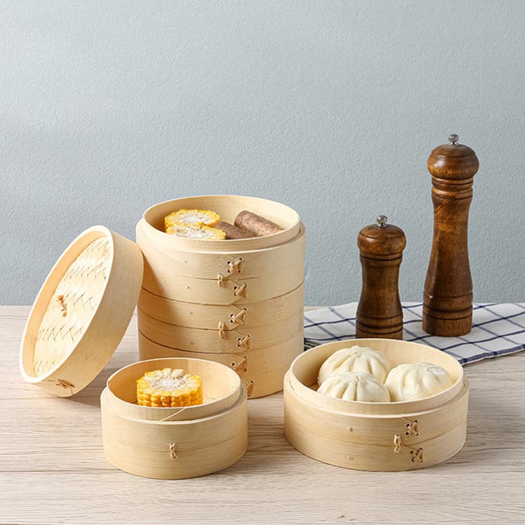 乐天商城 - せいろ蒸し 天然竹製 2段セット 蒸篭 蓋付き 小 蒸籠 多用途 おしゃれ セイロ 餃子 饅頭 小籠包 点心 せいろ蒸し器 中華料理専用 蒸 家