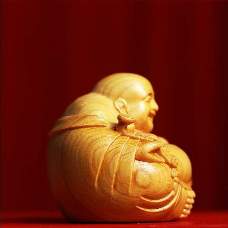 布袋様 仏像 木彫り ミニ 七福神 木製 置物 金運 運気上昇 お守り トゥジャ 風水グ...