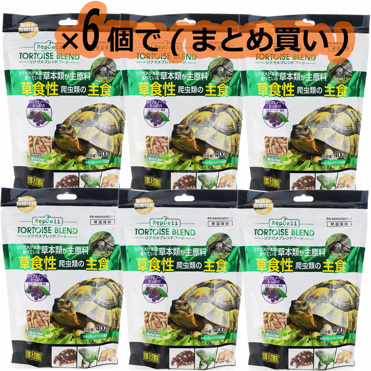 【全国送料無料】GEX エキゾテラ レップデリ リクガメブレンドフード 400g ×6個 (まとめ買い)(新商品)