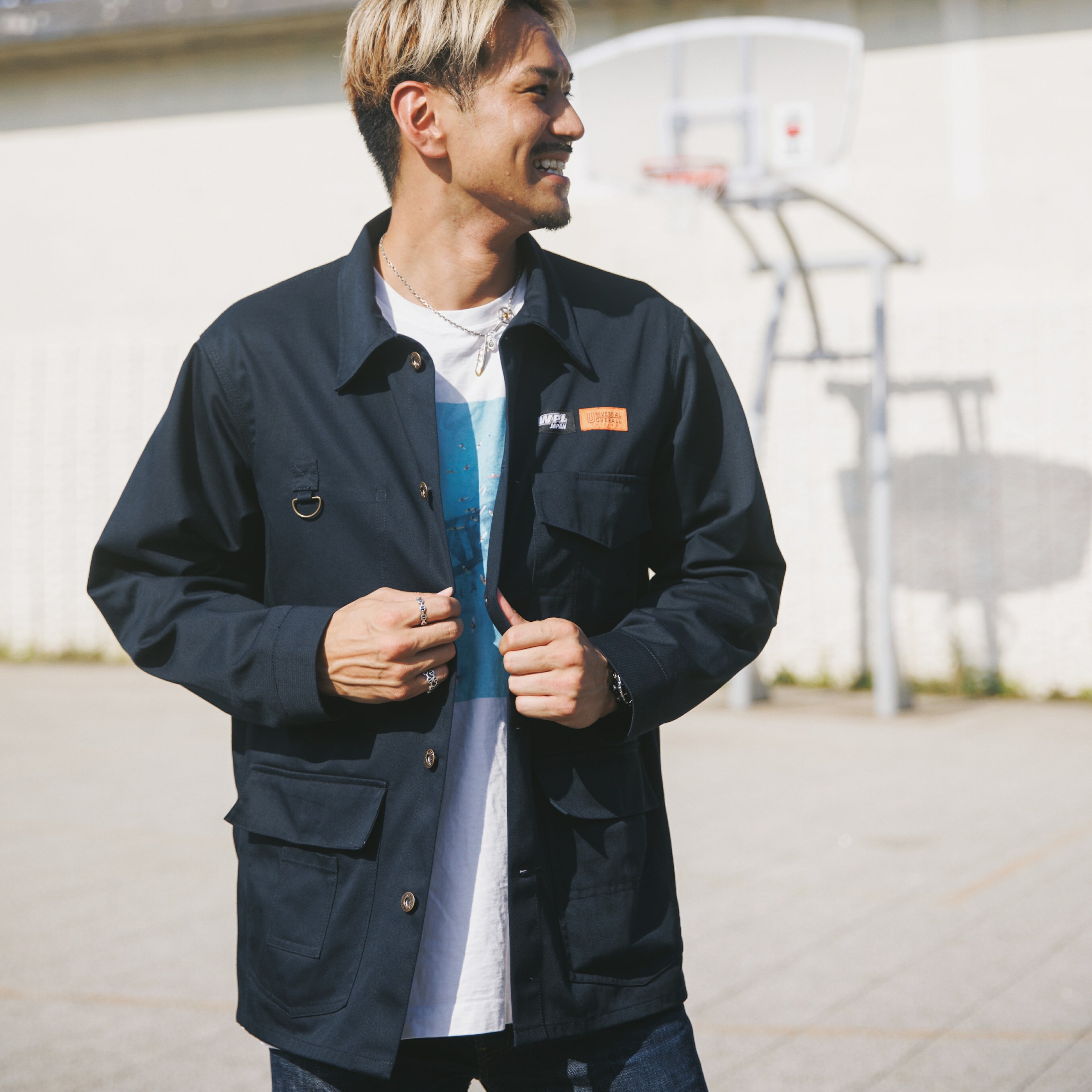 WPL JAPAN × UNIVERSAL OVERALL コラボ カバーオール ジャケット ネイビー 「あそびの制服」 ワークウェア アウトドア ラジコン ガレージ