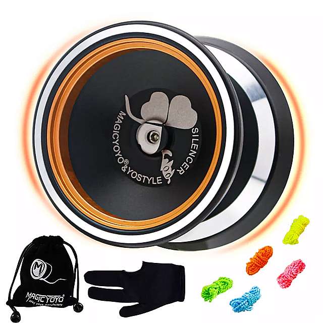 Magic yoyo プロ フェッショナル yoyo M001-B合金 アルミニウム ヨーヨー金色の金属リング追加の5弦グローブバッグ