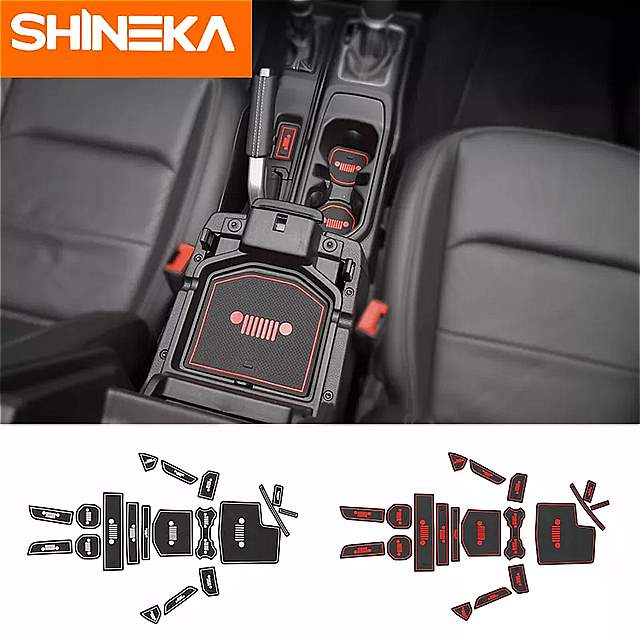 Shineka 19 個 インテリア モール ディング 用 ジープ ラングラー 2018 jl ラテックス 車 カップ マット ゲート スロット マット カーペット パッド インテリア 装飾