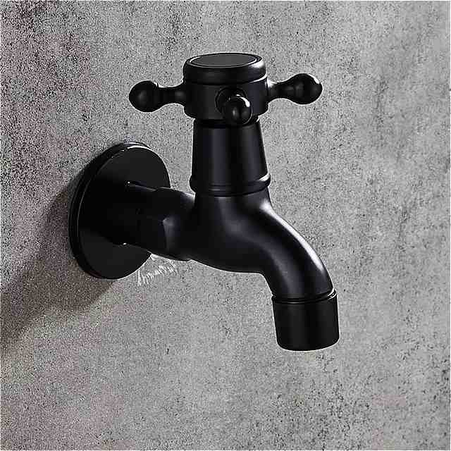 黒外トイレタップ 洗濯機 蛇口 装飾 屋外 ガーデン 流域壁マウント小シングル冷水の 蛇口 PJ1/2 ジョイント