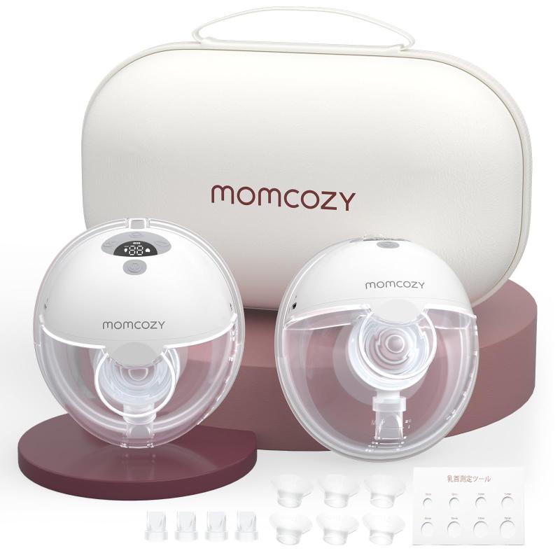 Momcozy M5 搾乳機 電動 ハンズフリー さく乳器 着用式コードレス 3モード・9段階吸引 お手入れ簡単 2個セット グレー