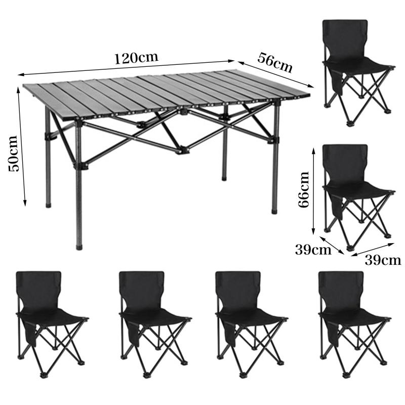 WSKLY(ワスクリ) アウトドア テーブル チェア セット キャンプ テーブル57cm×120cm×50cm ピクニックテーブル 超軽量 折り畳み 組立簡単 収納バッグ付き BBQ お釣り ガーデン キャンプ用品(ブラッ rbhonpo-10136104 RB本舗 サンプル画像2