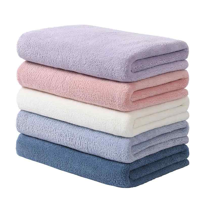 Towel - Oseamaidマイクロファイバー バスタオル 大判 5枚セット 吸水速乾 ふわふわ 肌触り 抗菌防臭約60×120cm(ベージュ ピンク パープル ブルー ダークブルー)