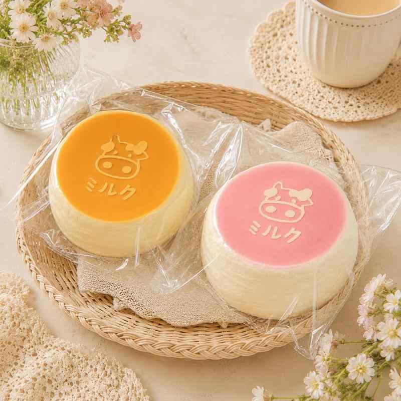 水感スクイーズ めろじょいスクイーズ 2個セット ミルクプリン型 かわいいセット ぷにぷに もちもち 低反発 やわらかシリコン製 静音 フィジェットトイ ストレス解消 癒しグッズ 手のひら rbhonpo-10149280 RB本舗 パッケージ画像