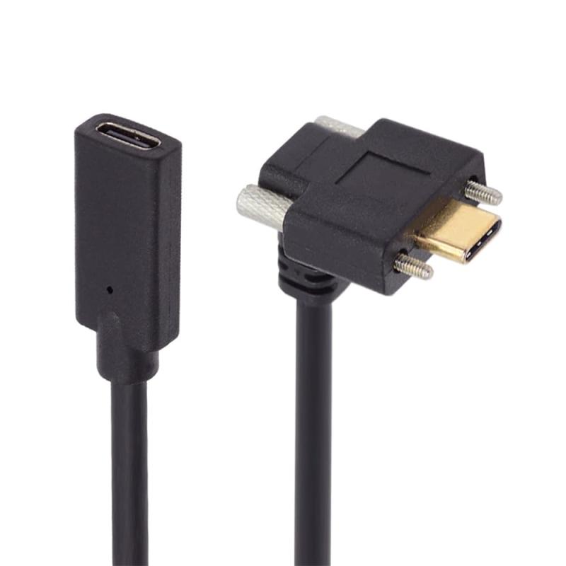 cablecc アップアングル 10Gbps USB 3.1 USB-C Type C 延長データ スクリュー ロック ケーブル オス-メス Realsense カメラ VR Quest Link用