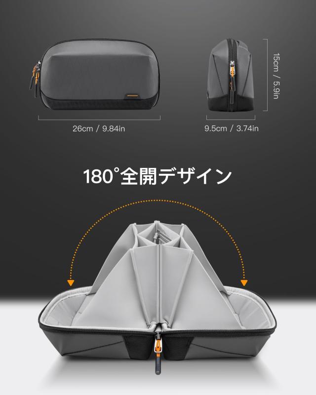 Inateck ガジェットポーチ 超強収納力 180°開口デザイントラベル大容量 マルチポケット PC周辺小物用収納撥水 高耐久 万能ケース 5層仕組みバッグ 出張 便利グッズ ブラック rbhonpo-10162778 RB本舗 サンプル画像2