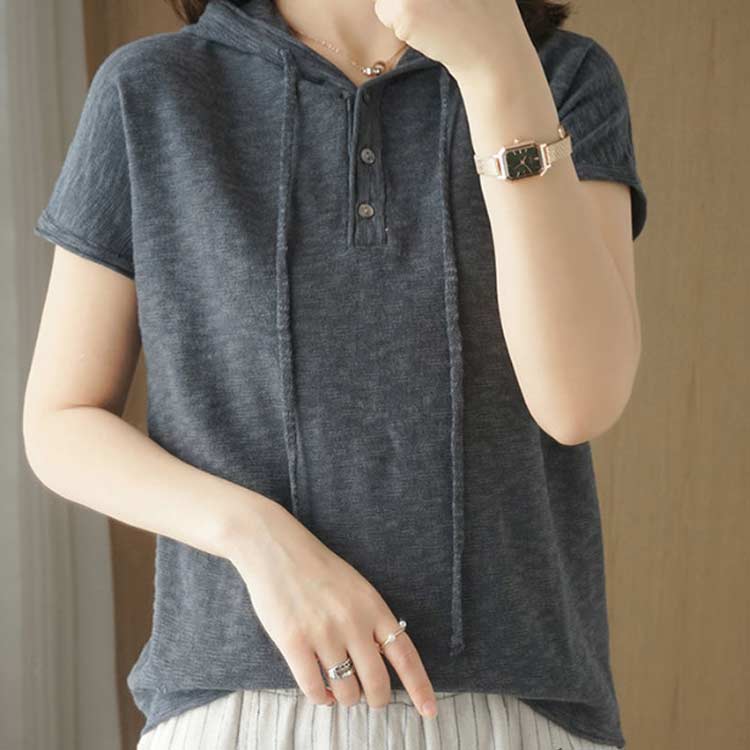 フード付き半袖Tシャツ レディース トップス 半袖tシャツ カットソー プルーオーバー フード付き ゆったり ゆとり 無地 シンプル 綿100％ カジュアル 夏服 夏物 送料無料 大きいサイズ S-4XL 20代 30代 40代