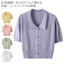 全5色！襟付きニットトップス ニットカーディガン ニットtシャツ 半袖カーディガン サマーカーディガン 透け感編み カーディガン サマー ショート丈 シンプル 無地 春夏 レディース