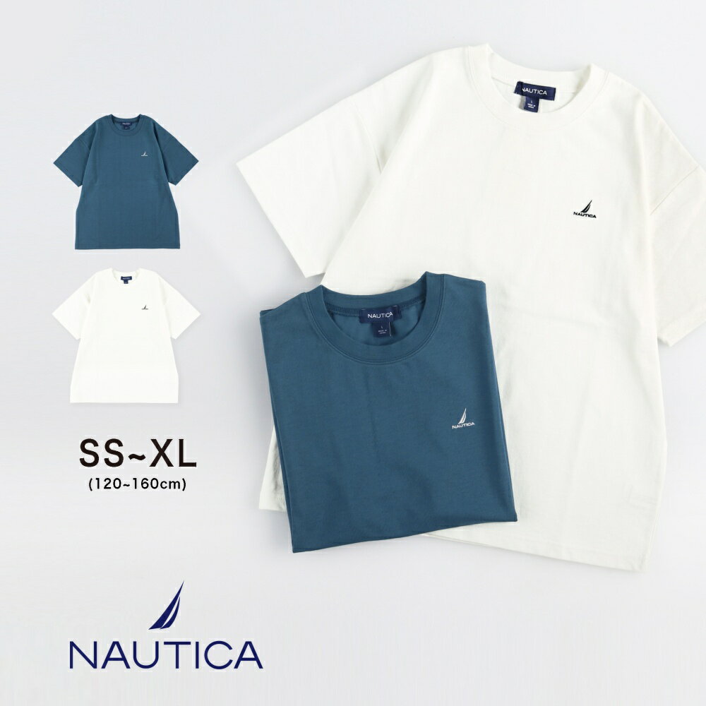【期間限定／送料無料】【NAUTICA/ノーティカ】ワンポイント5分袖厚手Tシャツ 半袖 カットソー クルーネックトップス ワンポイント 男の子 ボーイズ 女の子 ガールズ ユニセックス AW 秋物 冬物 秋冬物 子供服 子ども服 キッズ 子供 子ども こどものサムネイル