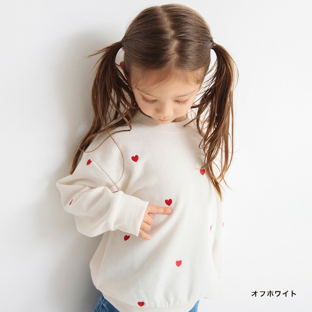 【SALE／40％OFF】ハート総柄刺繍トレーナー 女の子 ガールズ SS 春物 夏物 春夏物 子供服 子ども服 ベビー キッズ ジュニア 子供 子ども こども 2