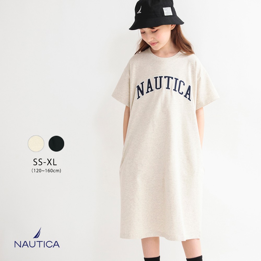 【NAUTICA/ノーティカ】アップリケロゴ半袖ワンピース 女の子 ガールズ SS 春物 夏物 春夏物 子供服 子ども服 キッズ 子供 子ども こども