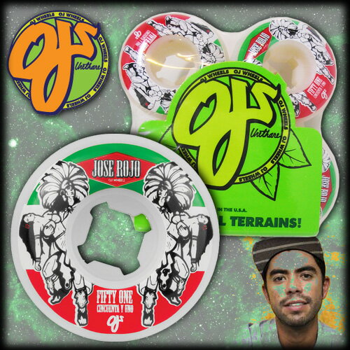OJ ウィール (OJ WHEELS)JOSE ROJO 51mm/101A (スケートボード ウィール) (オージェーウィール) (日本正規品)715005