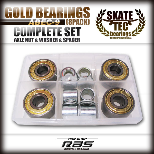 SKATETEC ベアリング GOLD BEARINGS ABEC 9 コンプリートセット (スケートボード ベアリング)(日本正規品)715005